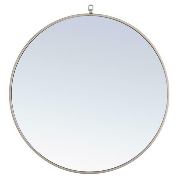 Doba-Bnt 32 in. Eternity Metal Frame Round Mirror with Decorative Hook, Silver SA2957911